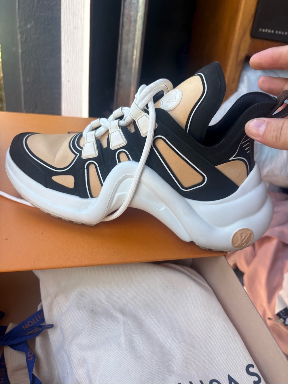 Louis Vuitton Beige and Black Women's Chunky Sneaker
